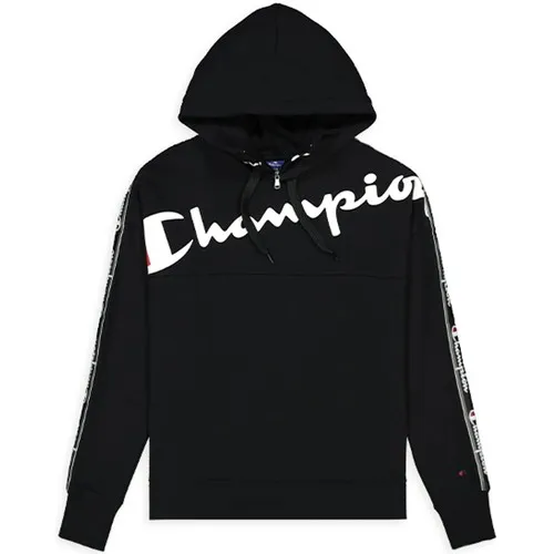 Sudadera Mujer CHAMPION con capucha Hoodie Sweatshirt Ref. 111928 Negra  logo mangas