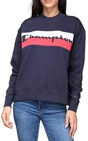 Sudadera Mujer CHAMPION cuello redondo Hoodie Sweatshirt Ref. 111926 Azul blanca y roja