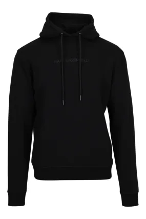 Sudadera negra con capucha y minilogo negro