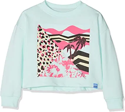 Sudadera O’NEILL niña cuello redondo Ref. 9A6472 Tropical Sweatshirt Water l con estampado tropical pecho