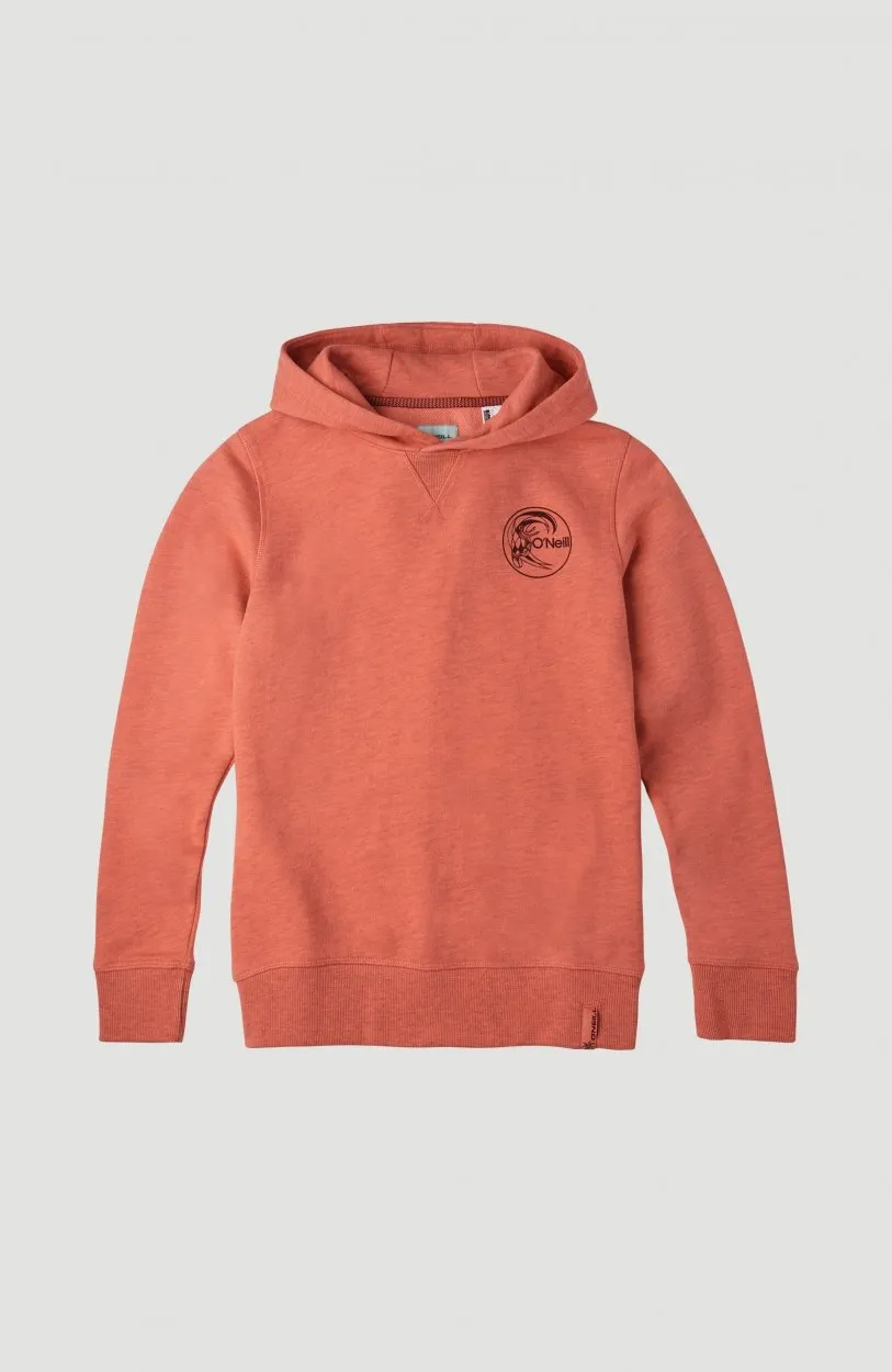 Sudadera O’NEILL niño surfera con capucha CIRCLE SURFER HOODIE Living Coral Ref. 1A1480 roja coral