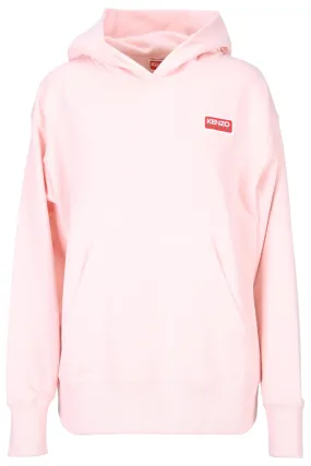 Sudadera oversize rosa con capucha y logo kenzo paris