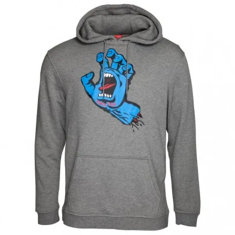 Sudadera SANTA CRUA hombre suave con capucha SCREAMING HAND HOOD Ref. SCA-HDY-9551 Gris jaspeado puño/mano pecho