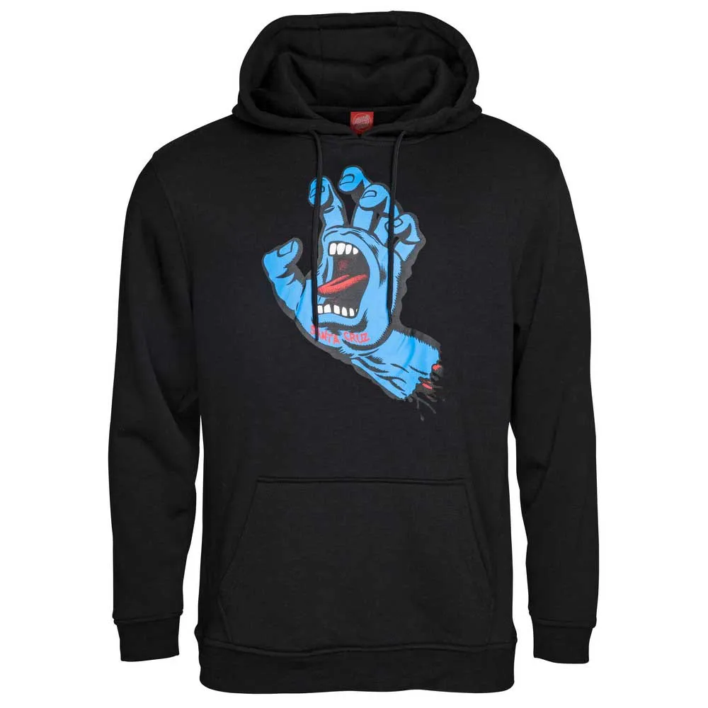 Sudadera Santa Cruz hombre suave con capucha casual básica SCREAMING HAND HOOD Ref. SCA-HDY-9556 Negra puño/mano pecho