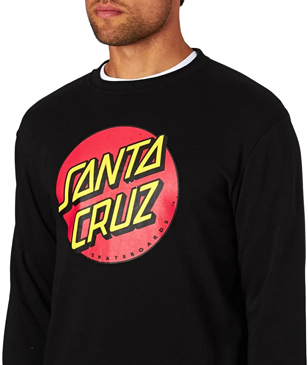 Sudadera Santa Cruz hombre suave cuello redondo casual básica CLASSIC DOT CREW Ref. SCA-CRW-9508 Negra log pecho