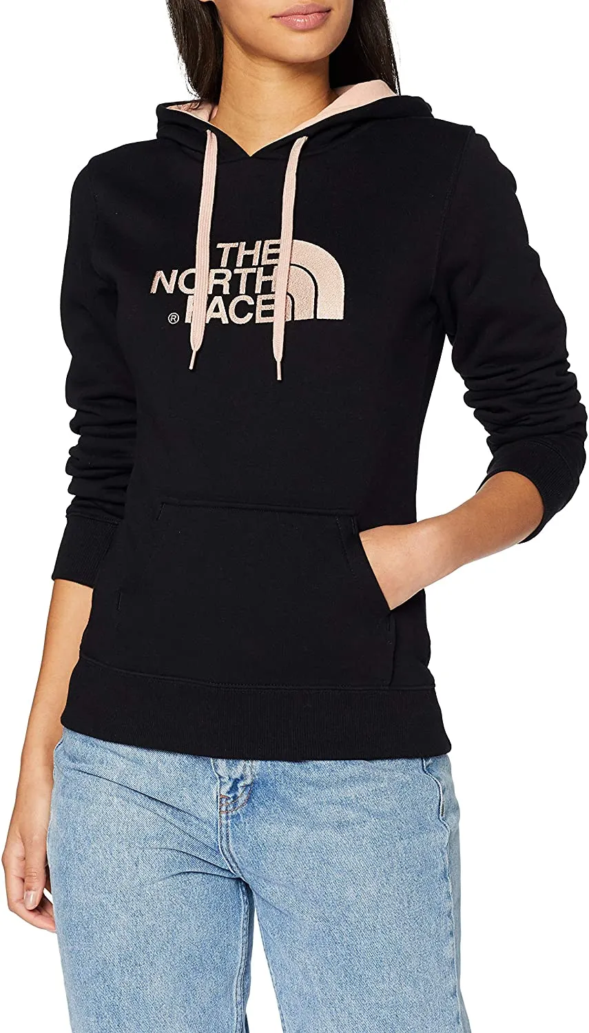 Sudadera THE NORTH FACE mujer con capucha DREW PEAK ref. T0A8MU6ZB Negra con logo bordado rosa palo