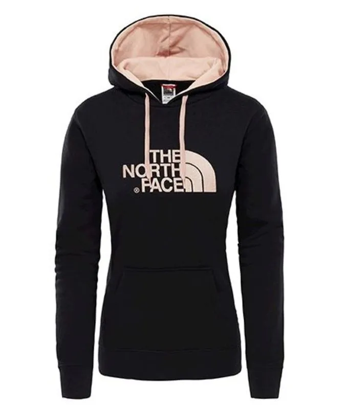 Sudadera THE NORTH FACE mujer con capucha DREW PEAK ref. T0A8MU6ZB Negra con logo bordado rosa palo