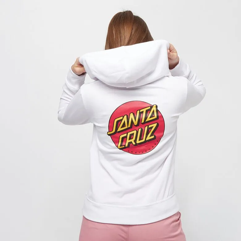 Sudadera Top SANTA CRUZ Mujer con capucha corta Classic Dot Hood Ref. SCA-WHD-0278 Básica Blanca logo pecho y espalda