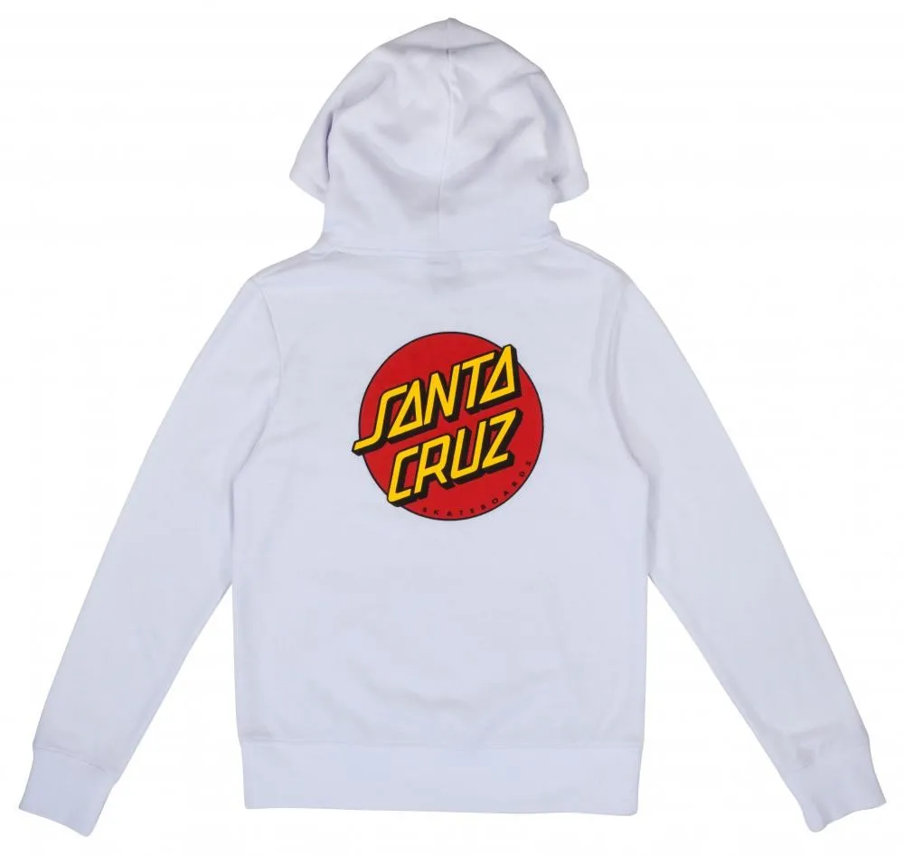 Sudadera Top SANTA CRUZ Mujer con capucha corta Classic Dot Hood Ref. SCA-WHD-0278 Básica Blanca logo pecho y espalda