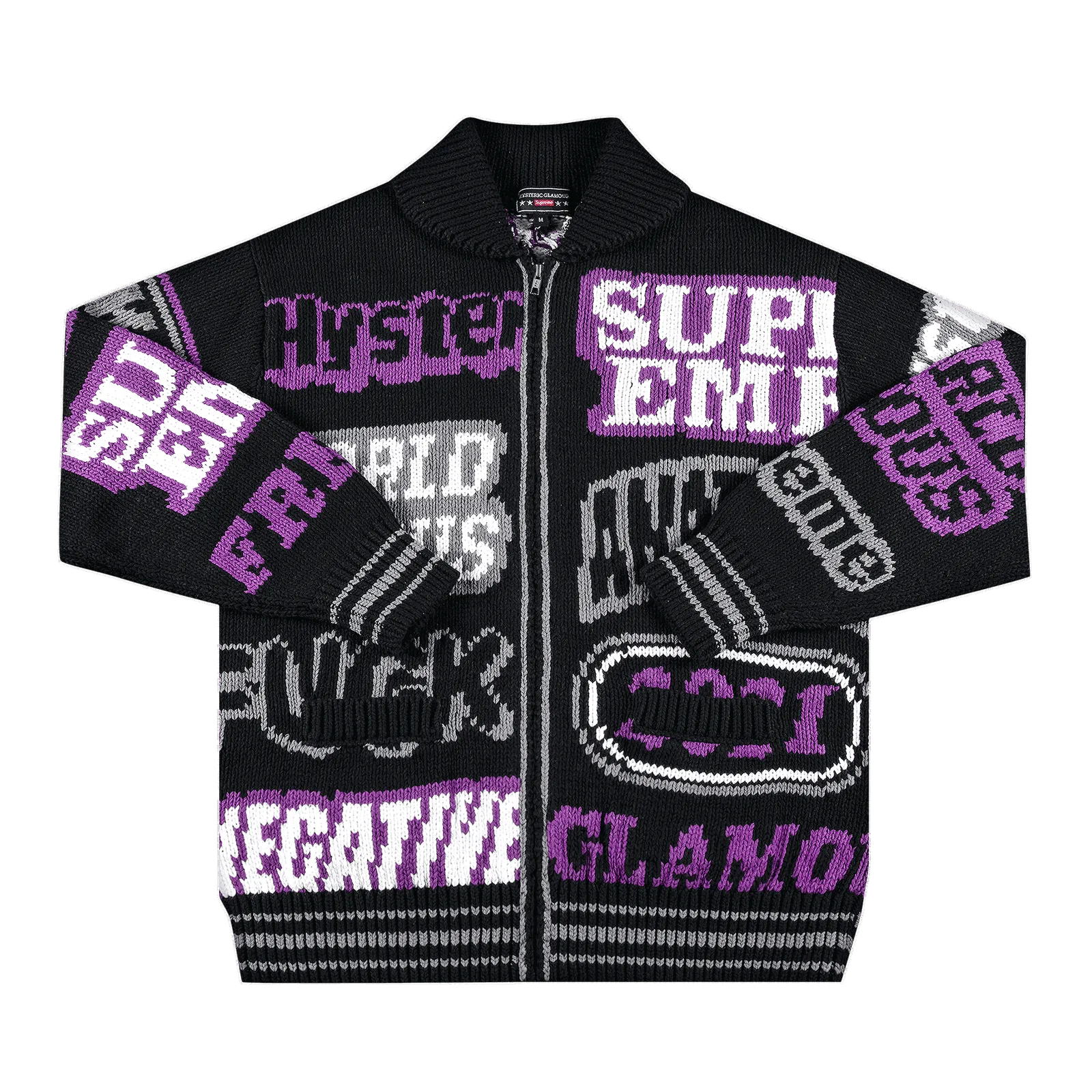 Supreme Hysteric Glamour Logos Zip Up Sweater