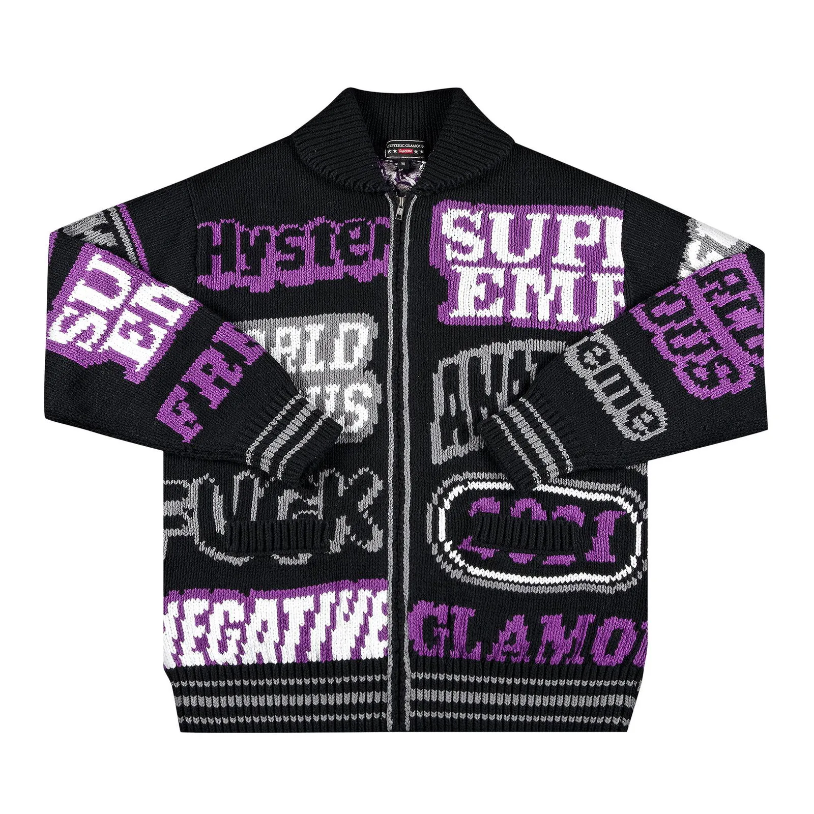 Supreme Hysteric Glamour Logos Zip Up Sweater