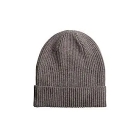 Taupe Grey Melange Wool Beanie Hat - BENNETH