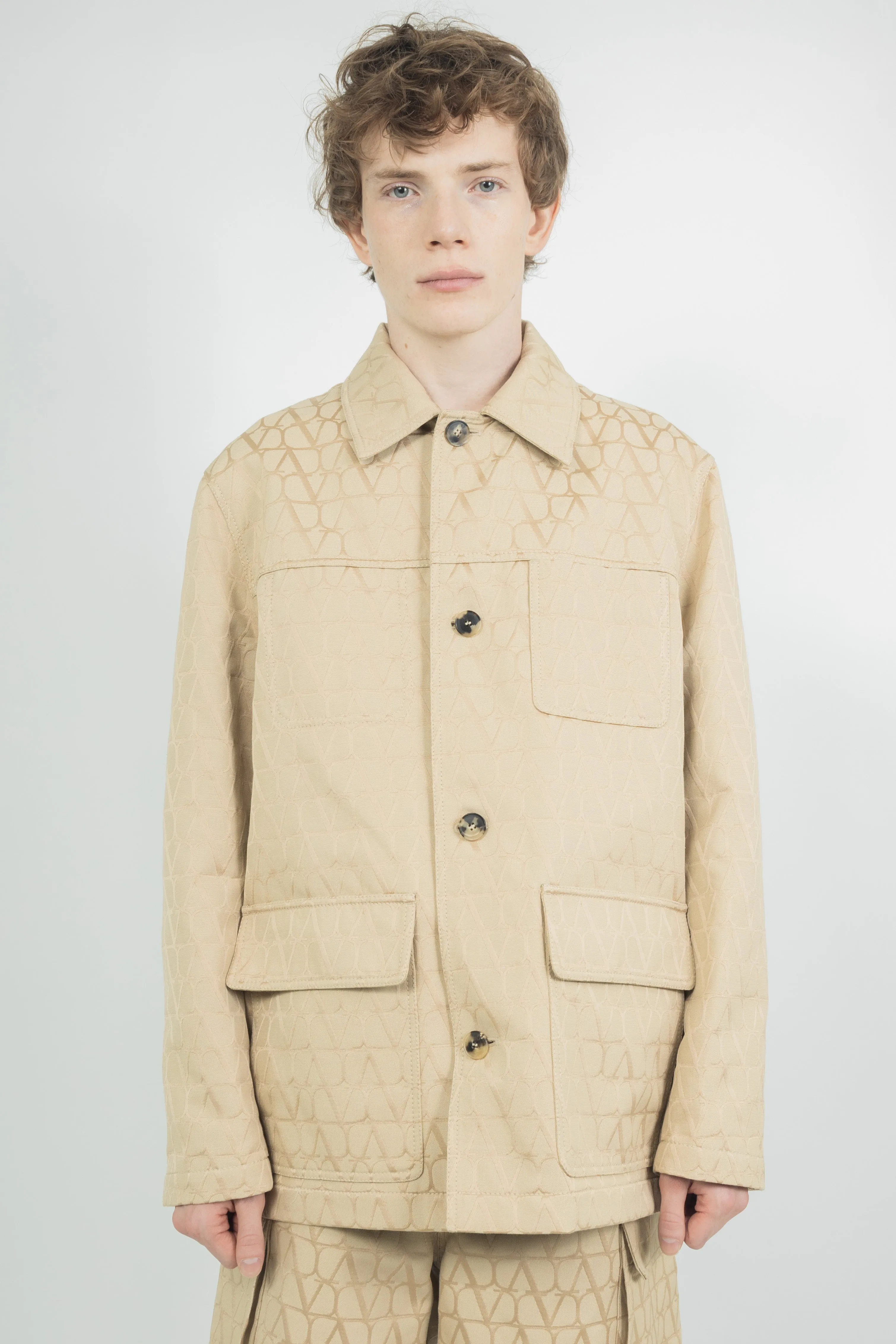 Valentino Garavani Toile Iconographe Cotton Jacket Beige