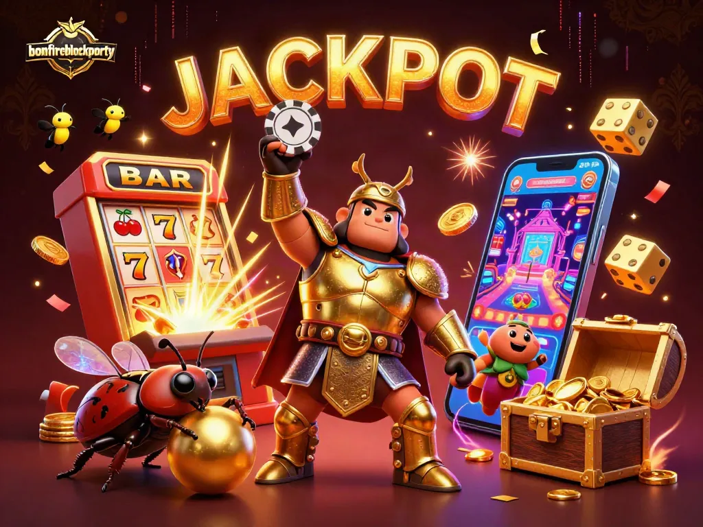 Engage in winning strategies at bonfireblockparty with a vibrant casino-themed illustration