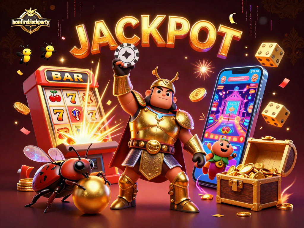 Engage in winning strategies at bonfireblockparty with a vibrant casino-themed illustration