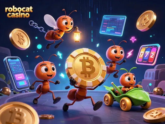 Experience the excitement of robocat casino with animated characters and vibrant casino elements.