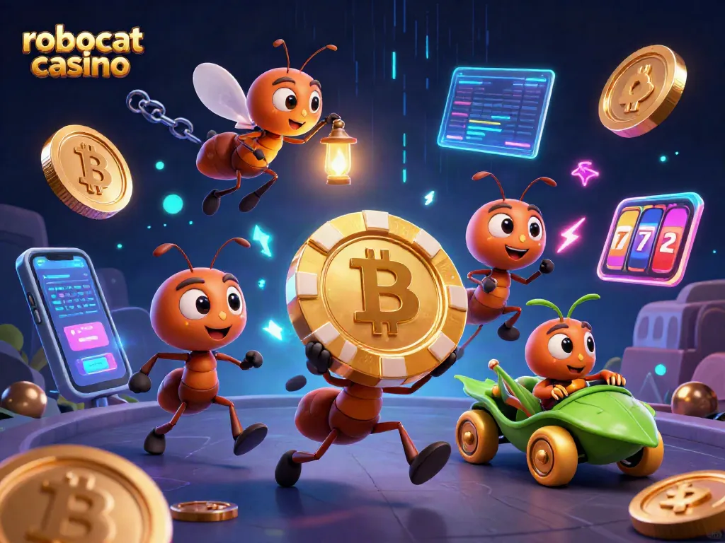 Experience the excitement of robocat casino with animated characters and vibrant casino elements.